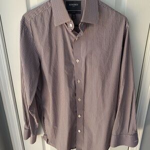 Bonobos Men's Burgundy Checkered Dress Shirt